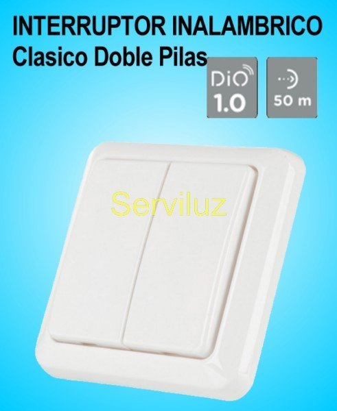 Interruptor Inalámbrico Doble Clásico de Pared a Pilas DIO Interruptor Inalámbrico Doble Clásico de Pared a Pilas DIO